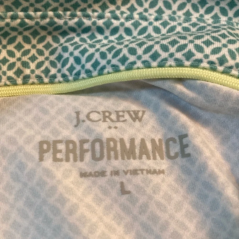 J.Crew Men's Performance Green/Mint Polo Short Sleeve Shirt Golf Print Large-EUC